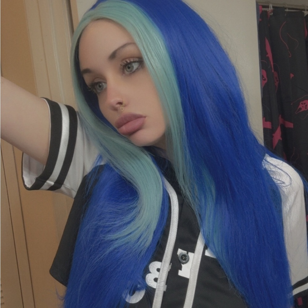 Blue and Light Blue Women's Hair Wig - Picture 5 of 6